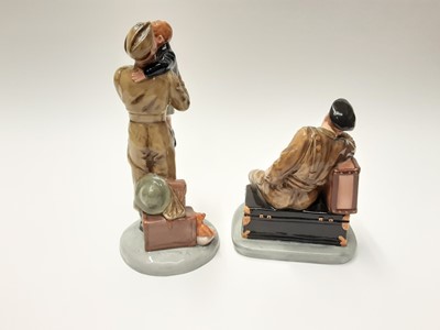Lot 21 - Two Royal Doulton limited edition figures - Farewell Daddy HN4363, number 914 of 2500, and The Railway Sleeper HN4418, number 1580 of 2500