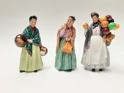 Lot 37 - Three Royal Doulton figures - Biddy Pennyfarthing HN1843, The Orange Lady HN1953 and Bridget HN2070