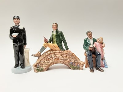 Lot 54 - Three Royal Doulton figures - Robert Burns HN3641, Ritz Bell Boy HN2772 and Grandpa's Story HN3456