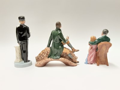 Lot 54 - Three Royal Doulton figures - Robert Burns HN3641, Ritz Bell Boy HN2772 and Grandpa's Story HN3456