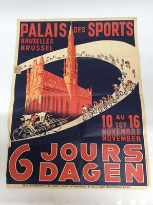 Lot 1220 - 1950's Belgium 'Palais Des Sports Bruxelles Brussel' Cycling poster, 72 x 55cm