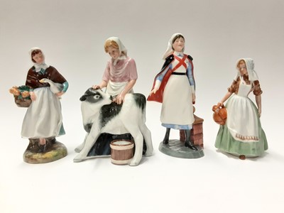 Lot 72 - Four Royal Doulton figures - Country Maid HN3163, Nurse HN4287, The Milkmaid HN2057 and Country Lass HN1991