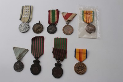 Lot 619 - Collection of foreign military awards to include two French St Helena Medals, First World War Austrian medal, Bulgarian, Italian and others (9 medals)