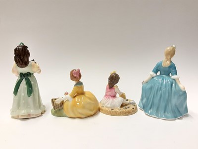 Lot 86 - Eight Royal Doulton figures - On The Beach HN3877, Picnic HN2308, My First Figurine HN3424, Almost Grown HN3425, Home At Last HN3697, Dinnertime HN3726, Special Friend HN3607 and A Child from Willi...
