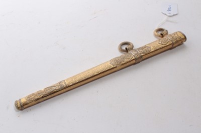 Lot 945 - Fine Second World War Nazi 1938 pattern Kreigsmarine Dress Dagger with etched polished steel blade by E.U.F Horster Solingen, wire bound cream celluloid grip and scarce, ornately decorated gilded s...