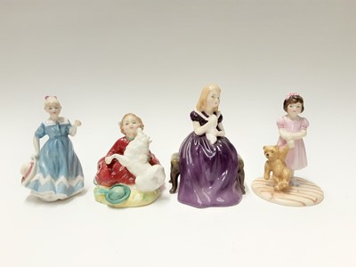 Lot 89 - Seven Royal Doulton figures - Affection HN2236, Sugar And Spice HN4103, A Posy For You HN3906, Reward HN3391, Best Friends HN3935, My First Pet HN3122 and Home Again HN2167