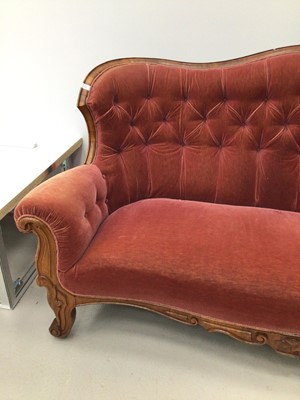 Lot 107 - 19th century Scandinavian walnut framed button upholstered sofa