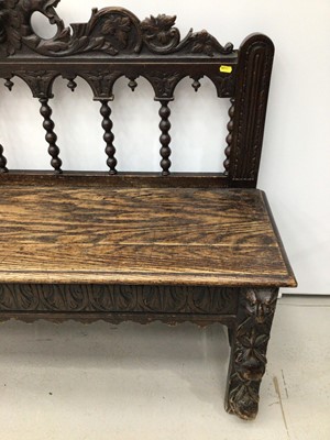 Lot 113 - 19th century carved oak bench
