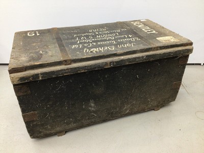Lot 112 - Two army canvas travelling cases, together with another travelling trunk