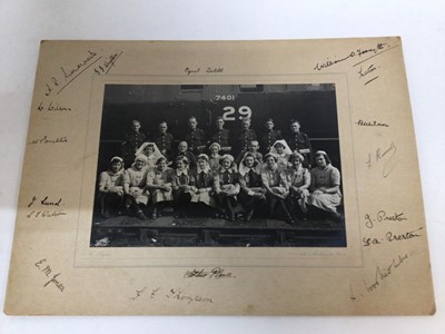 Lot 757 - WW1 Women at War album containing real photographic postcards including Nurses Camp Herne 1914, Dairy Class Marlesford, Royal Mail driver, Postwomen.  Alsso reated items including uncut page of Tuc...