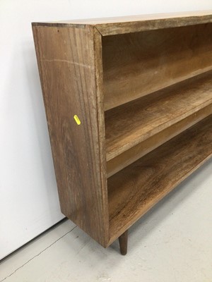 Lot 39 - African hardwood open low bookcase, two tier side table