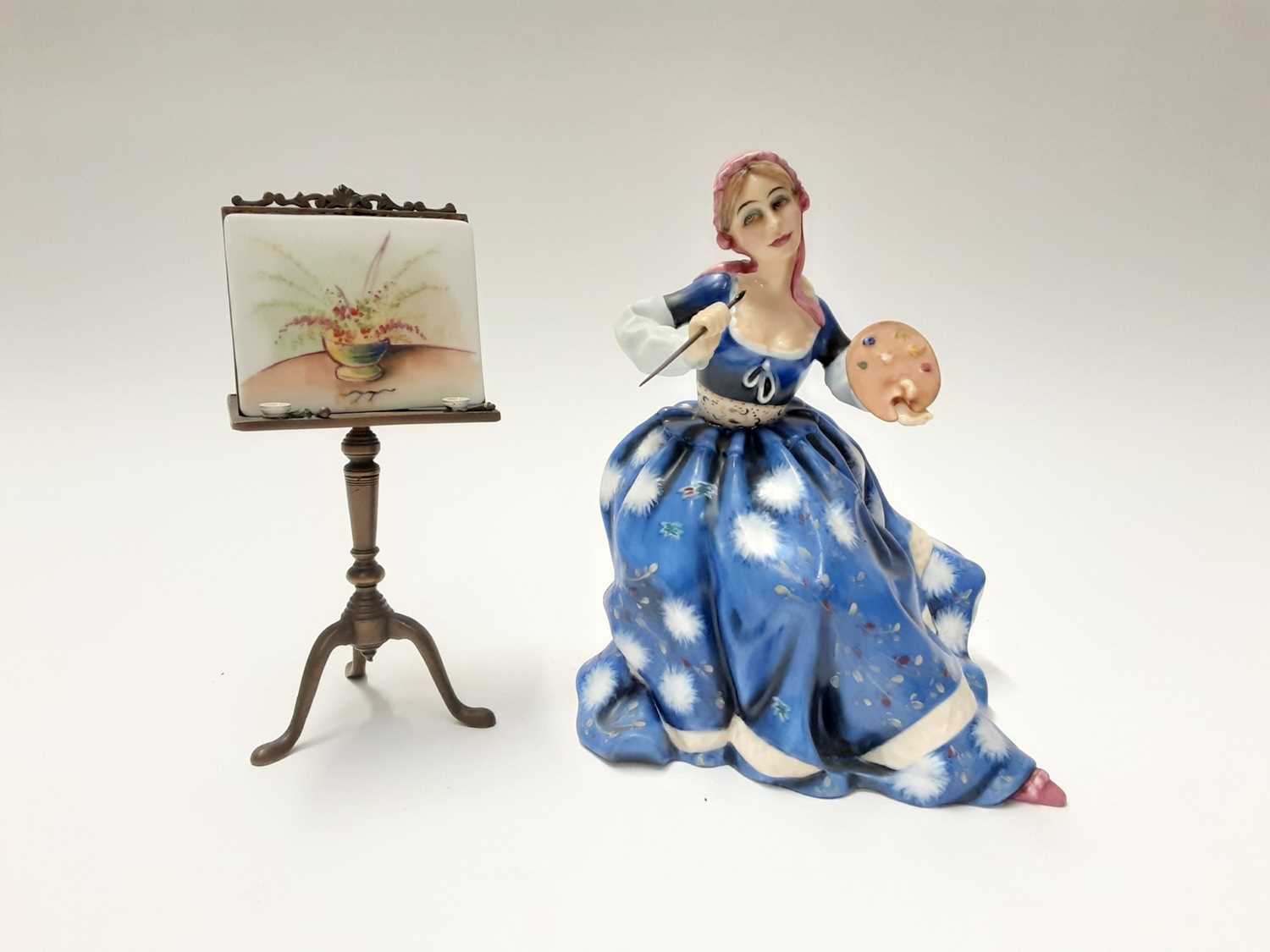 Lot 133 - Royal Doulton limited edition Gentle Arts figure - Painting HN3012 on plinth base, modelled by Pauline Parsons, number 429 of 750, boxed with certificate