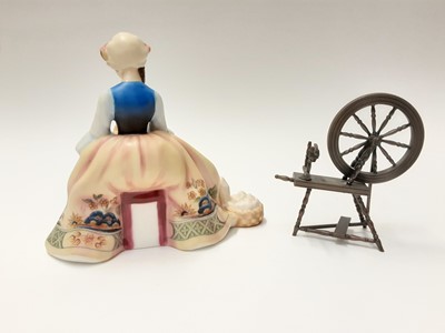 Lot 135 - Royal Doulton limited edition Gentle Arts figure - Spinning HN2390 on plinth base, modelled by Peggy Davies, number 429 of 750, boxed with certificate