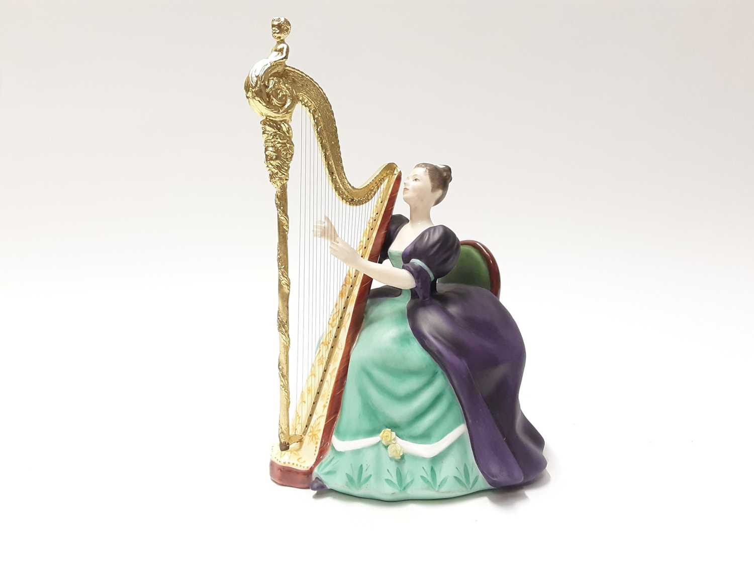 Lot 147 - Twelve Royal Doulton limited edition figures modelled by Peggy Davies - Harp HN2482, number 332, Dulcimer HN2798, number 685, Viola D'amore HN2797, number 589, Chitarrone HN2700, number 463, Hurdy-...