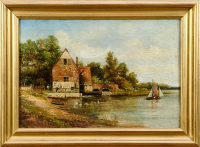 Lot 1077 - Edward Lingwood (1859-1924), oil on canvas - Suffolk Watermill