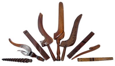 Lot 700 - Good collection of 18th/19th century treen knitting sheaths and treen