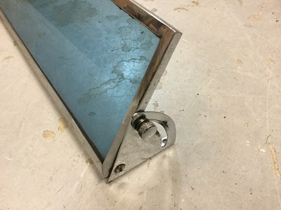 Lot 1246 - 1930s Rolls-Royce Phantom windscreen mounted sun shade with chrome surround and blue tinted perplex panel complete with adjustable mounting brackets ( was fitted to a Phantom II ) , 127.5 cm long