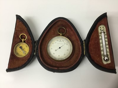 Lot 1077 - Late 19th / early 20th century brass pocket barometer