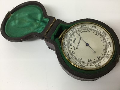 Lot 1079 - Unusual late 19th / early 20th century pocket combination barometer / thermometer / compass