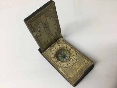 Lot 1081 - An early 19th century German diptych compass in the manner of David Beringer, with paper mounted wood body, dial signed 'Stockert a Bavaria'