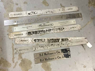 Lot 1264 - Collection of British Coachbuilders plates including H.J. Milliner, Parkward etc (8)