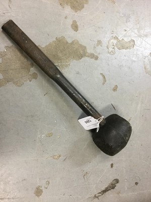 Lot 1265 - 1930s Rolls- Royce wheel hub removal mallet with rubber end - marked for Chassis CGK 398