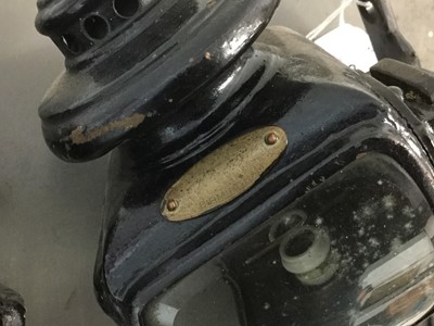 Lot 1270 - Pair Butlers Ltd Vintage car opera lamps with bevelled glazed panels and original brackets