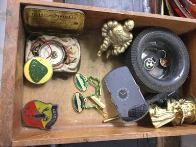 Lot 1271 - 1930s combined rear view mirror and clock and other automobilia