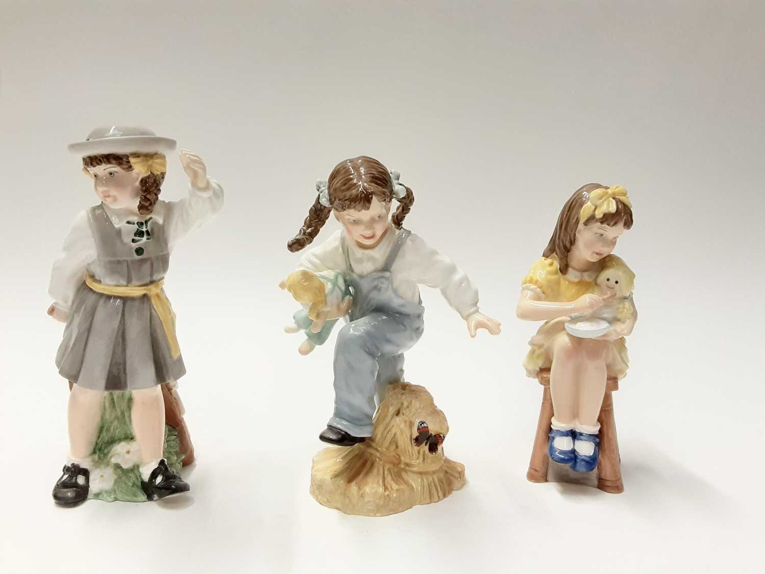 Lot 201 - Six Royal Worcester Katie's Day figures - Playtime, Storytime, Schooltime, Teatime, Bathtime and Bedtime