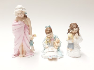 Lot 201 - Six Royal Worcester Katie's Day figures - Playtime, Storytime, Schooltime, Teatime, Bathtime and Bedtime