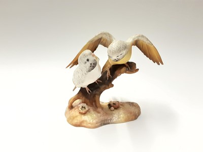 Lot 205 - Royal Crown Derby model of two Budgerigars