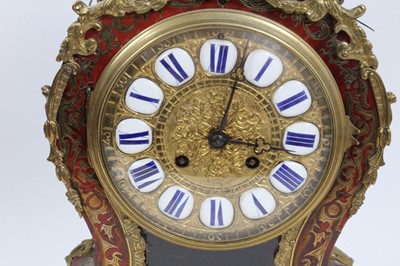 Lot 606 - Mid 19th century French boulle work mantel clock