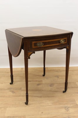 Lot 1383 - Sheraton style mahogany and satinwood inlaid bowfront Pembroke table