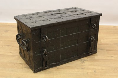 Lot 1387 - 17th century armada type bound iron chest