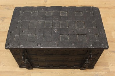 Lot 1387 - 17th century armada type bound iron chest