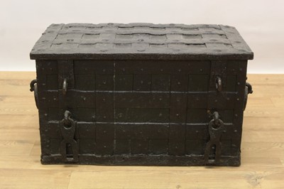 Lot 1387 - 17th century armada type bound iron chest
