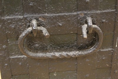 Lot 1387 - 17th century armada type bound iron chest