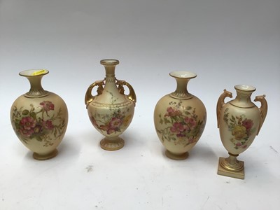 Lot 1028 - Fine collection of Royal Worcester blush ivory wares, including vases lidded vessels, miniatures etc, approximately 23 pieces.