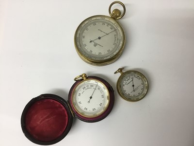 Lot 1085 - Early 20th century pocket barometer by `T A Reynolds, Son & Wardale Ltd., two others