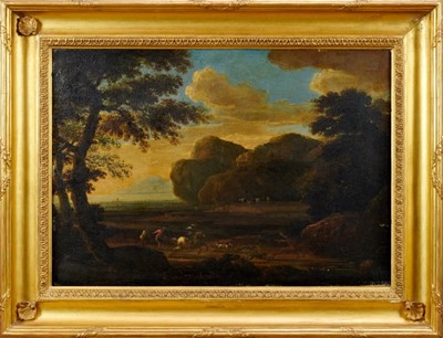 Lot 1236 - Circle of Gaspard Dughet, oil on canvas - The Hunting Party, in gilt frame  
Provenance: Collection of the late Major Desmond Buxton (1898-1987) circa 1950s, then by family decent