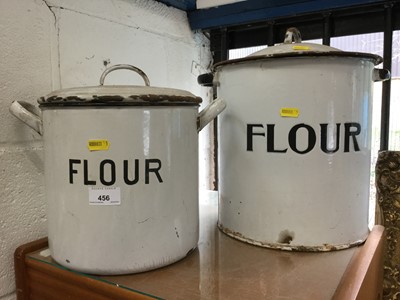 Lot 456 - Vintage enamel flour bin, together with another similar (2)