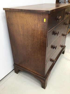 Lot 1 - Victorian mahogany chest of two short over three long drawers on bracket feet, 99cm wide x 51cm deep x 94cm high