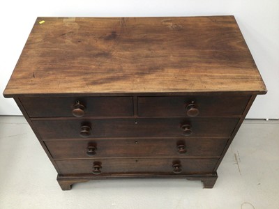 Lot 1 - Victorian mahogany chest of two short over three long drawers on bracket feet, 99cm wide x 51cm deep x 94cm high