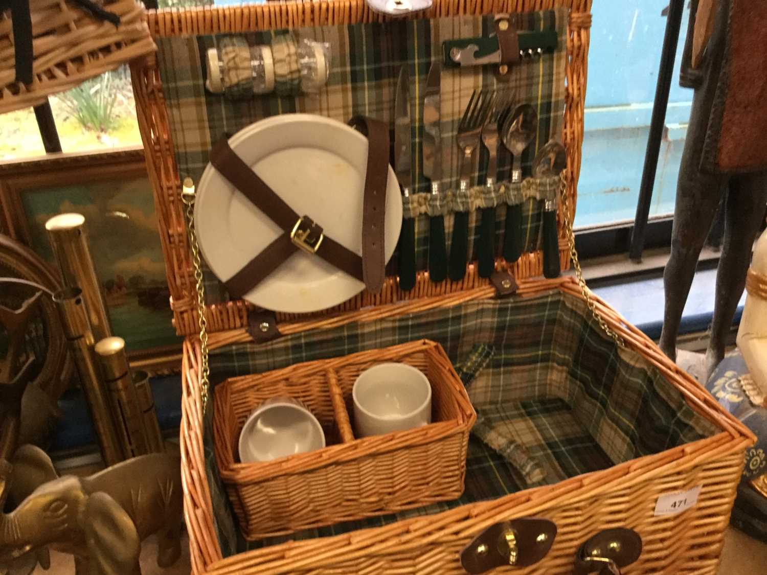 Lot 471 - Wicker Picnic hamper together with another wicker hamper (empty) (2)