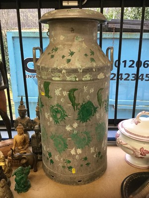 Lot 474 - Vintage Milk Marketing Board galvanised metal milk churn with painted decoration