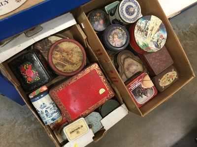 Lot 486 - Two boxes of vintage tins (qty)