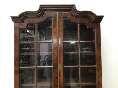 Lot 13 - Georgian style walnut crossbanded bureau bookcase