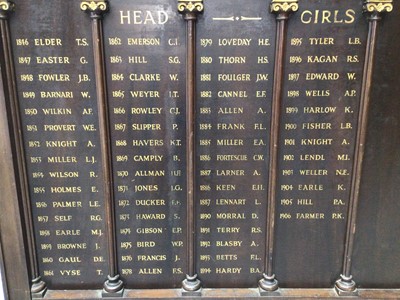 Lot 17 - Ususual Victorian school board listing heads and head girls