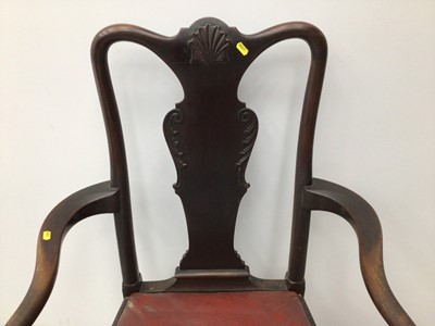 Lot 24 - George I style mahogany open elbow chair