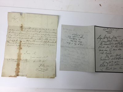 Lot 784 - Interesting collection of historic letters and ephemera